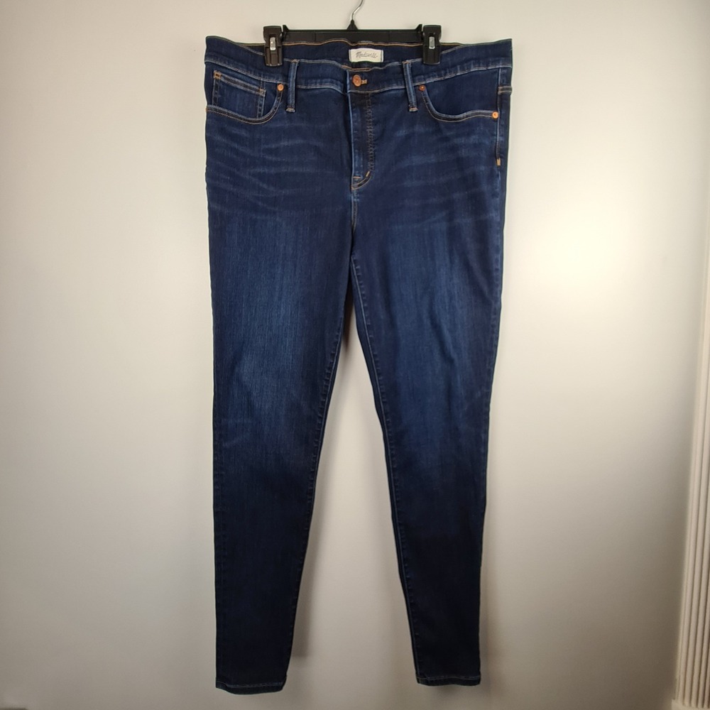 Madewell Jeans Women's 35 Tall Long 9" High Rise Skinny Stretch Dark Wash Denim